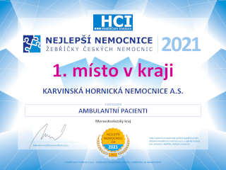 ocenění 1. místo - v kraji - ambulantní pacienti - Moravskoslezký kraj