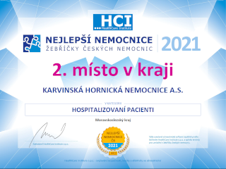 ocenění 2. místo - v kraji - hospitalizovaní pacienti - Moravskoslezký kraj