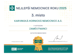 ocenění 3. místo - Ostatní nemocnice - zaměstnanci