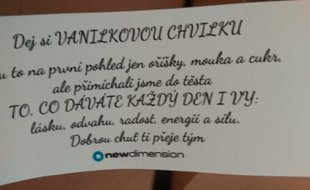 Děkujeme společnosti New Dimension za vanilkové překvapení.